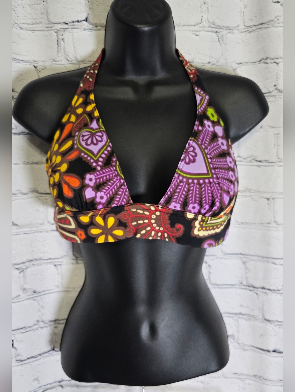 Victoria Secret Halter 2 Pc Bikini Multicolor Floral Print‎ Size Medium